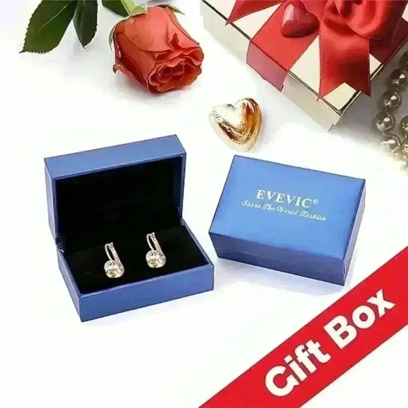 Multicolored Austrian Crystal Leverback Earrings for Women 14K Gold - Picture 6 of 6